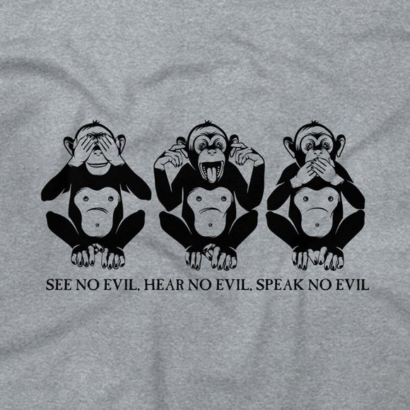 Wise Monkeys See No Evil Positive Saying V-Neck T Shirts Tees for Men - Picture 2 of 4